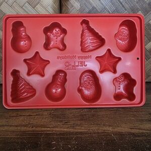 Jell-O Jigglers‎ Mold Christmas Holiday Lot of 2 Vintage Red & Green Santa Tree